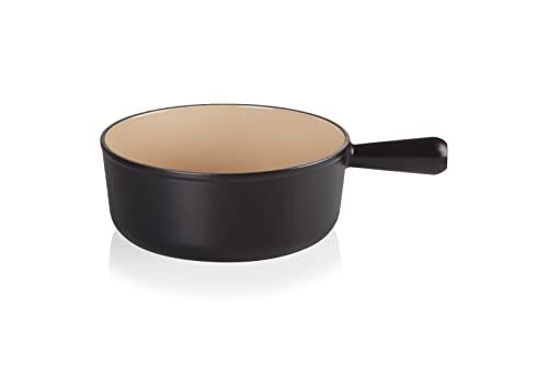 Le Creuset geëmailleerde gietijzeren fonduepan, 24 cm, 3,3 liter, matzwart