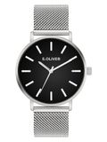 s.Oliver herenhorloge - Rond - zilver - 40 mm - Uhr van metaal met kwartswerk am Edelstahlband met Klappschließe - analoog horloge - 3 ATM waterdicht - krasbestendig