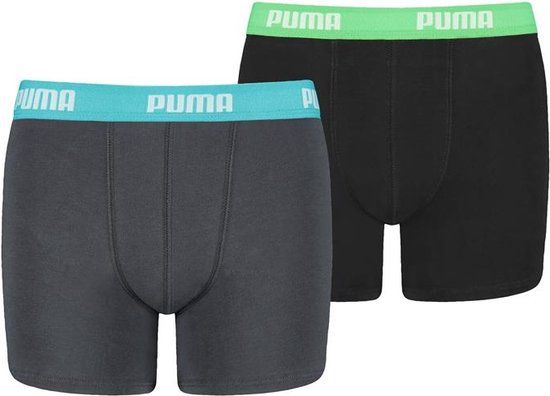 PUMA Jongens Basic Boxershort - Maat 146/152 - 2-Pack - India Ink/Turquoise