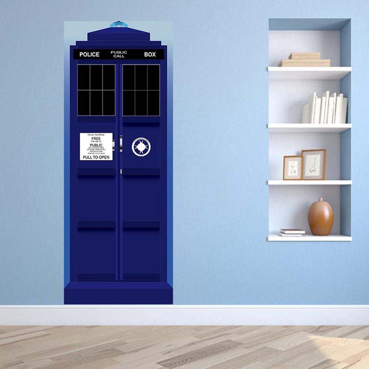 Walplus Deurdecoratie Police box - 200 x 88 cm - PVC - Multikleur