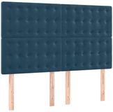 vidaXL Hoofdbord donkerblauw fluweel 144x5x118/128 cm