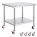 VEVOR Table de Travail Cuisine 91x76x86 cm Table de Travail Inox avec Roulettes et Freins Capacité de Charge 100 kg pour Préparation des Repas Cafétérias Hôtels Hôpitaux Cliniques Restaurant