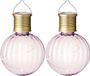 Lumineo 4x stuks Led lampje/lampion solar verlichting lichtroze 11 x 8 cm