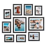 Giftgarden Multi zwarte fotolijsten met mat voor meerdere formaten foto's, vier 4x6, vier 5x7, twee 8x10 voor galerij fotolijst, collage muur of tafelblad display, assortiment Pack van 10