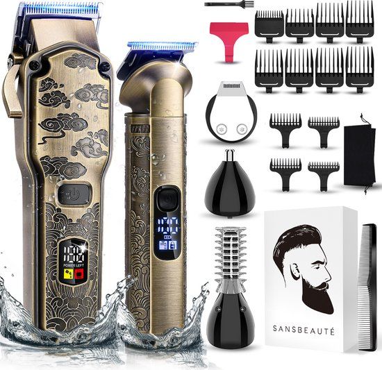 Sansbeauté Professionele Draadloze 5-in-1 Tondeuse - Barber Edition | PRO 5 in 1 | Goud