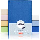 Julius Zöllner 8300113300 Badstof hoeslaken voor kinderbed, Maat: 60 x 120 cm/70 x 140 cm, Kleur: blauw