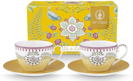 Pip Studio Lily & Lotus Yellow Kop en Schotel Set van 2