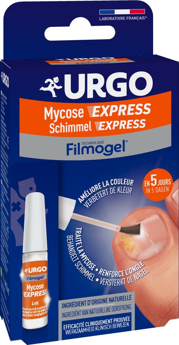 Urgo - Filmogel Schimmelnagel express - Beschermen en Regenereren en Maskeren - snelle werking - natuurlijk - 4ml