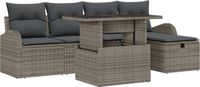 vidaXL Tuinbank Set 6-delig Grijs Polywood