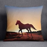 Bonamaison Decoratieve Kussensloop met Paardenthema - 50% katoen, 50% polyester - 45x45 cm - Ontworpen en Vervaardigd in Turkije