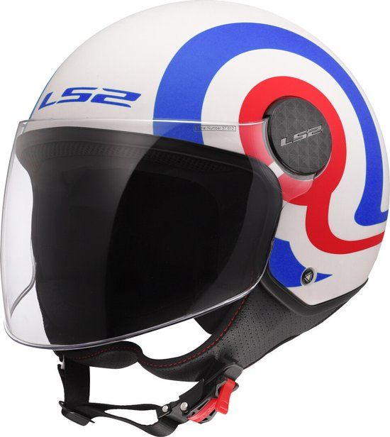 LS2 OF558 Sphere Lux II Urby Jethelm - Wit/Blauw/Rood - Maat XS