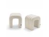 Lot de 2 tabourets rembourrés en tissu bouclette - blanc