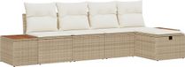 vidaXL Banc de jardin - Set - 6 - pièces - Beige - poly - rotin