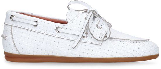 Manfield Dames Witte Geweven Boatloafers Maat 41