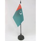 AZ FLAG Tafelvlag Turkmenistan oud 15x10 cm Polyester 100D Plastic Voet
