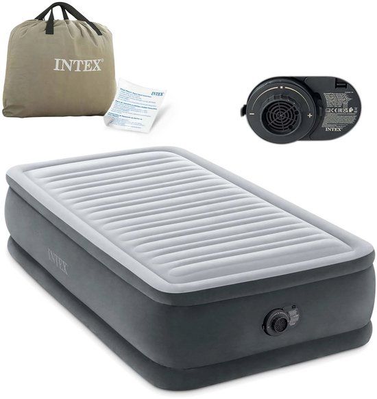 Intex Twin Comfort-Plush Luchtbed - 1-Persoons - 191x99x46 cm - Lichtgrijs