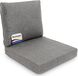 bomoe Set Coussin d'extérieur – Coussin d'assise 60x60 cm & Coussin de dossier 60x40 cm – Coussins de haute qualité pour meubles de jardin, Housse amovible et lavable – Confortable Coussin d'extérieur résistant aux UV Gris clair – ilano