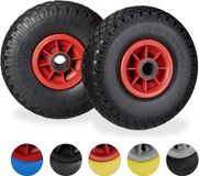 Merkloos Steekwagenwiel - 3.00-4" - 2 stuks - Massief - Anti lek - 260x85 mm - Zwart-Rood