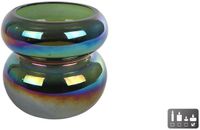 cosydecor Windlicht Erik metallic groen glas 9x9cm