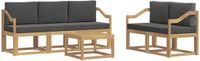 vidaXL 4-zits bank loungeset acacia hout wit en antracietkleurig
