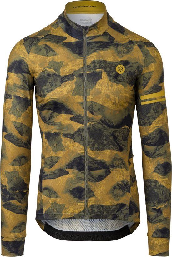AGU Abstract Mountains Performance Men's Long Sleeve Cycling Jersey - Green - M