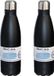 Concorde 2x pièces bouteilles thermos / bouteilles isothermes en acier inoxydable noir 0,75 L