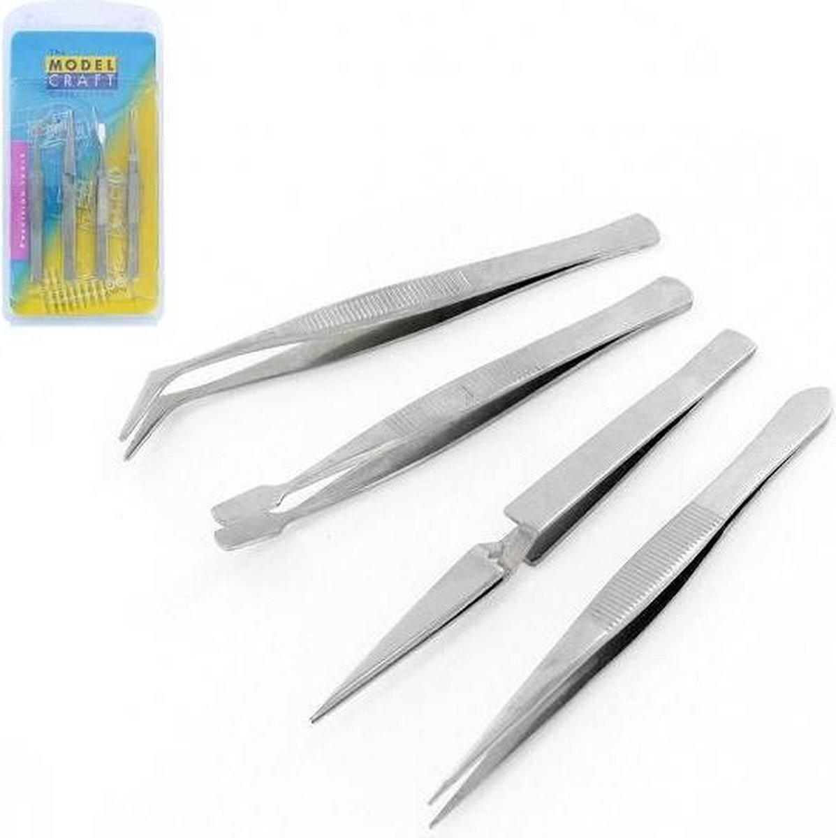 MODELCRAFT Stainless Steel Tweezers - Pincetten - 4x - PTW5000