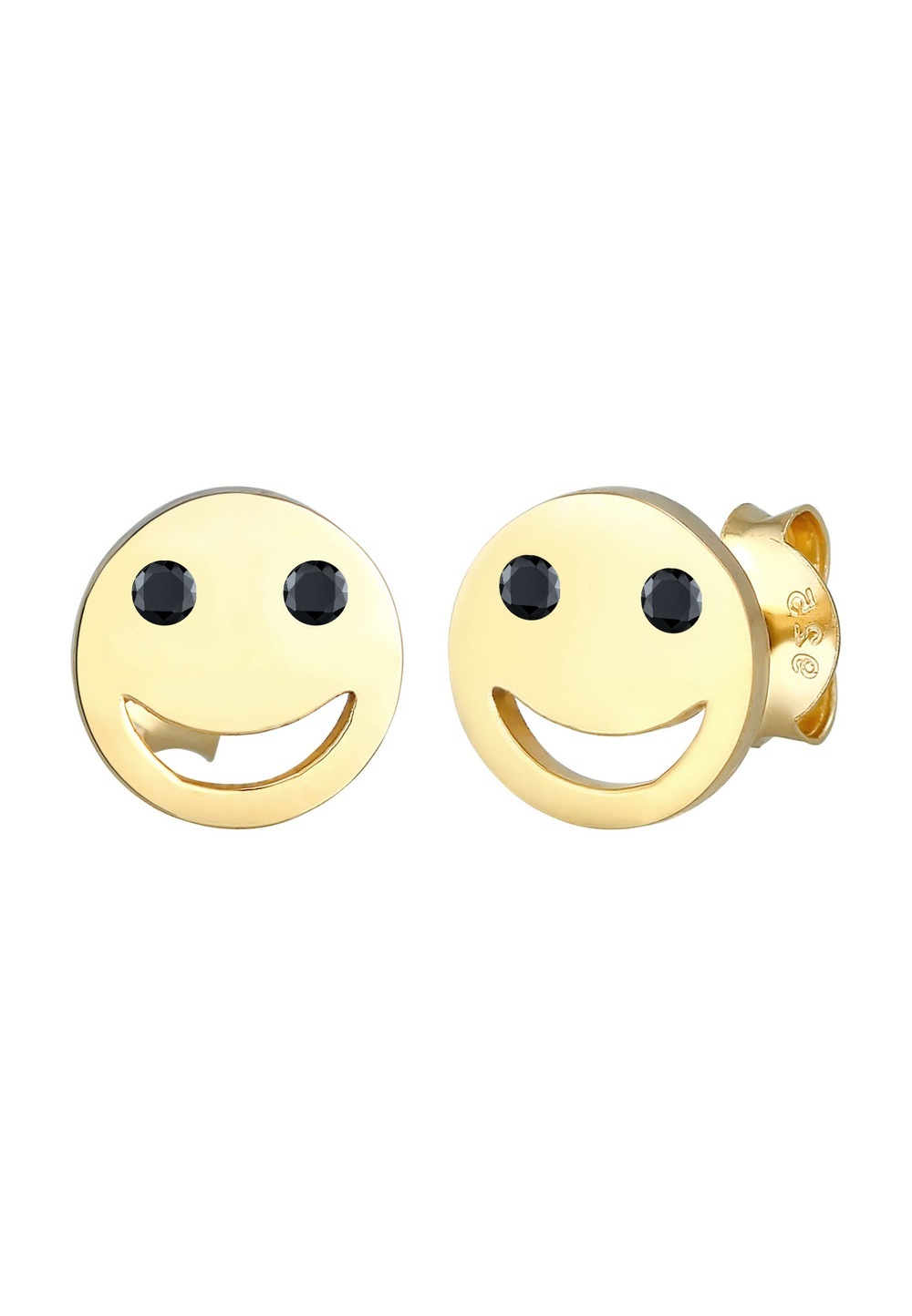 Elli Elli Elli Oorbellen Dames oorbellen Smiley Face Emoji met zirkonia steentjes in 925 Sterling Zilver