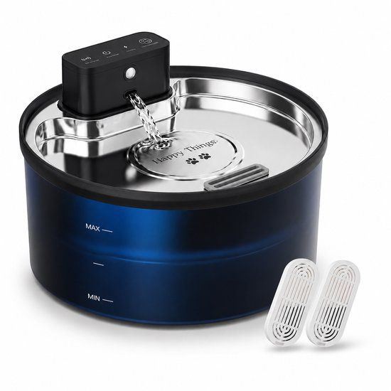 Happy Things Draadloze Drinkfontein Kat en Hond ZR12 Model - 3.2L - RVS - met Sensor en UV-C Sterilisatie - Geruisloos