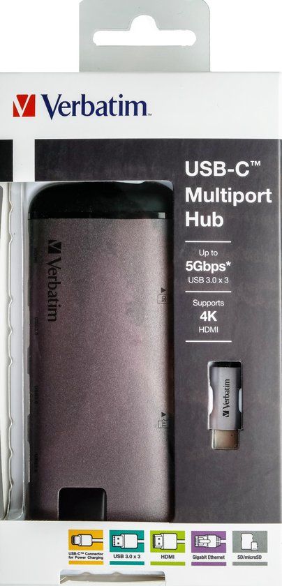 Verbatim 49142 USB-C dockingstation - Zilver