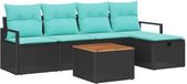 vidaXL Tuinbank - Zwart - Polyrattan - 4 zitplekken - Zonder kussens
