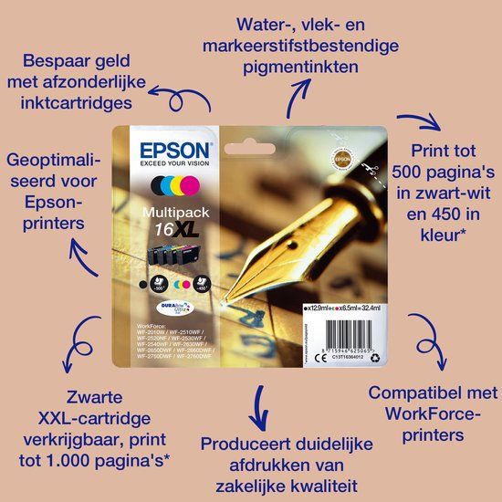 Epson 16XL inktcartridge cyaan high capacity 6.5ml 450 paginas 1-pack RF-AM blister