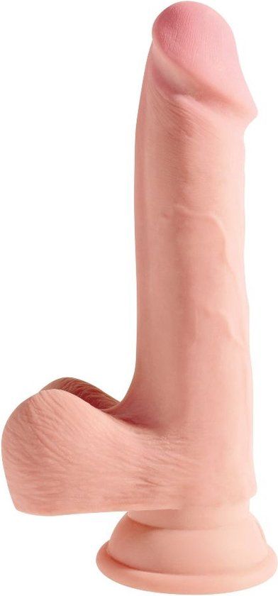 Triple Density Fat Cock Dildo with Balls - Beige - 18 cm Insertion Length