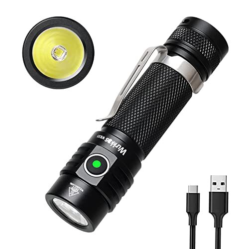 Wurkkos WK03 Mini-led-zaklamp, 1800 lumen, extreem helder, oplaadbaar, USB-C zaklamp, werkt op batterijen, IP68 waterdicht, draagbare EDC zaklamp, 6 modi met SST40