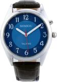 Montre-bracelet italienne XM-IT-220410 pour seniors avec son fort et bracelet noir.