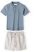 Minoti Kleding Set Jongens Polo en Linnen Short - Katoen - Lichtblauw
