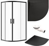 Bad Land HELA VIDAR douchecabine set - kwartrond - 90 x 90 x 193 cm - zwart