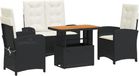 vidaXL 4-delige tuinset met kussens, zwart, polyrotan