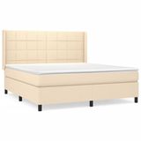 vidaXL Boxspringbed met matras, crème kleur, 160x200 cm, stoffen bekleding