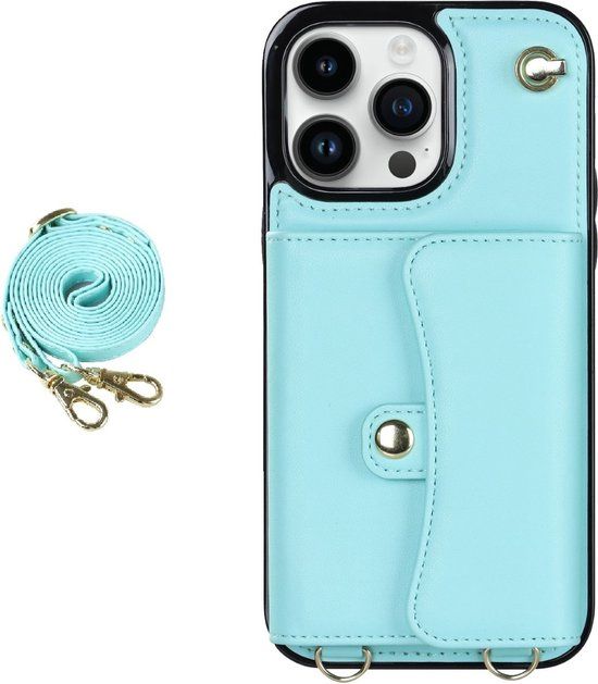 Hoesje voor Samsung Galaxy S23 - Backcover - Koord - Pasjeshouder - Lichtblauw