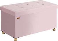 Casaria Opbergbank - Opbergruimte 76x38x42cm Opvouwbaar Fluweel - Roze