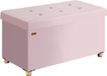 Casaria Opbergbank - Opbergruimte 76x38x42cm Opvouwbaar Fluweel - Roze