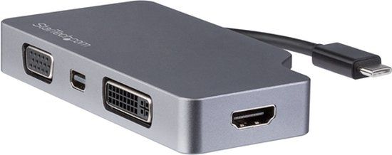 StarTech.com USB-C 4-in-1 Video Adapter - VGA, DVI, HDMI or mDP - 4K - Space Gray