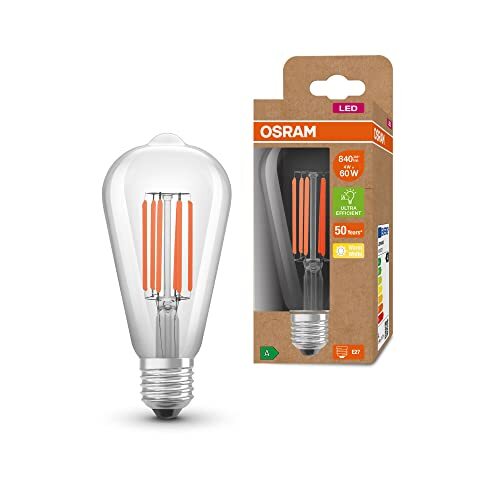 OSRAM Lamps OSRAM LED spaarlamp, Edison Filament, E27, Warm White (3000K), 4 watt, vervangt 60W gloeilamp, zeer efficiënt en energiebesparend, pak van 6