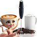 MILKFROTH Melkopschuimer staaf, elektrisch melkopschuimer met roestvrijstalen voet, 19000 omwentelingen per minuut, werkt op pile, geschikt voor koffie, latte cappuccino - MILKFROTH Noir