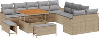 vidaXL Tuinbankset, 13-delig, Beige, Polyrattan