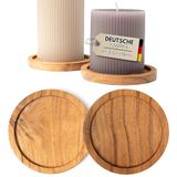 Merkloos / Sans marque Plogis Houten Kaarsenbord Rond - Set van 2