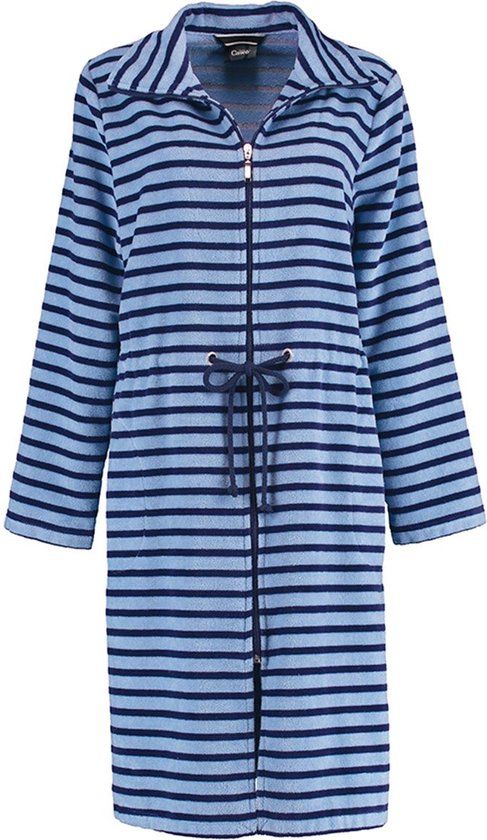Cawo badjas dames blauw katoen maat 38 - met rits en riem