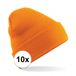 Beechfield 10x Schaatsmuts Beanie Oranje voor Volwassenen