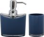 MSV Zeeppompje en drink/tandenborstel beker - badkamer set Aveiro - kunststof - donkerblauw